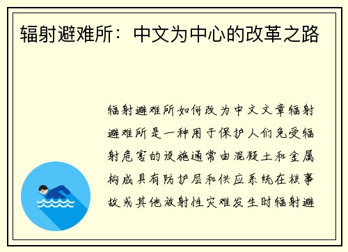 辐射避难所：中文为中心的改革之路